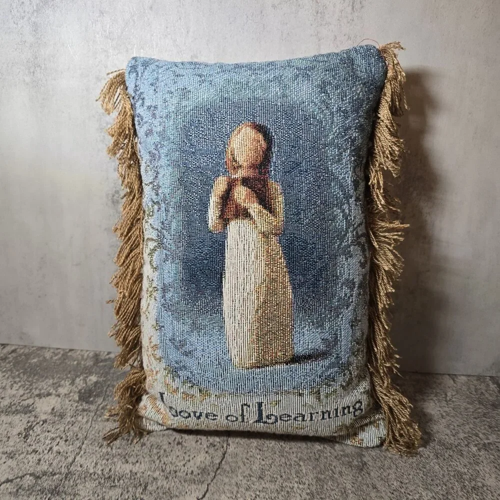 Willow Tree Angel Love Of Learning Throw Pillow Tapestry Open Books Open Minds